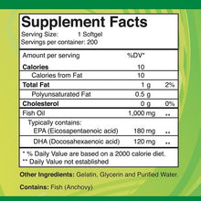 Omega 3 - Dietary Supplement with 1000mg Fish Oil - 200 softgels
