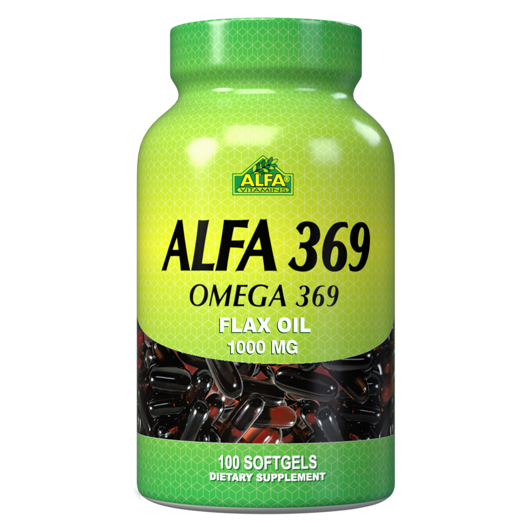 Alfa 369-Omega 369-Organic Flax Oil 1000 mg-100 soft gels