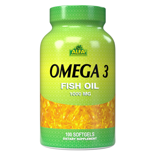 Omega 3-Dietary Supplement with 1000mg Fish Oil - 100 softgels