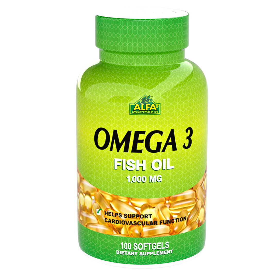 Omega 3-Dietary Supplement with 1000mg Fish Oil - 100 softgels