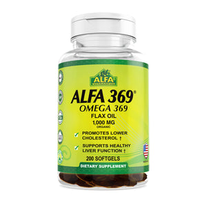 Alfa 369-Omega 369-Organic Flax Oil 1000 mg-200 soft gels