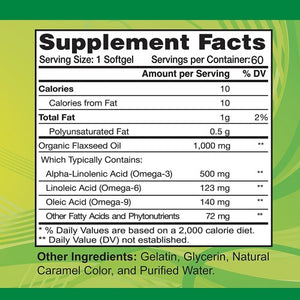 Alfa 369-Omega 369-Organic Flax Oil 1000 mg-60 soft gels