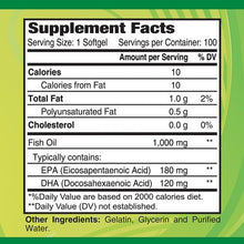 Omega 3-Dietary Supplement with 1000mg Fish Oil - 100 softgels
