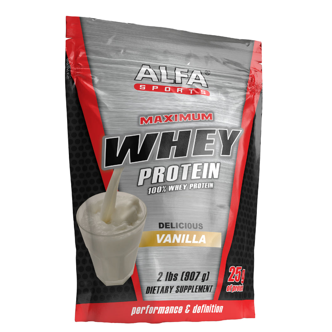 Whey Protein Powder - Vanilla Flavor - 2 Pounds (907g) Bag