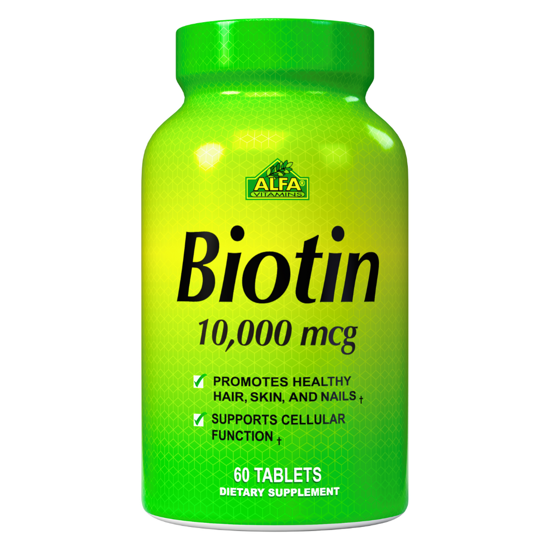 Biotin - Hair Growth Dietary Supplement-10,000 mcg - 60 tablets